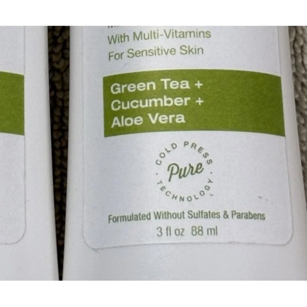 2-Raw Sugar Sensitive Skin Body Wash, Green Tea, Cucumber, Aloe Vera 3oz Travel